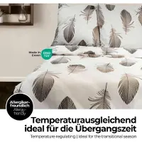 Eterea Cosmesi Naturale Bettwäsche 135x200 Baumwolle Bettwäsche-Sets - Federn Weiß - Reißverschluss, Renforcé, Fachhandel, - 135x200cm und Kissenbezug 80x80cm