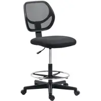 STILVORA Bürostuhl Stehhocker höhenverstellbar 61x59x113 cm Schwarz ohne Armlehnen mit Mesh Rückenlehne drehbar mit Fußstütze für Stehpult