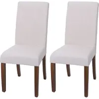 Mendler 2er-Set Esszimmerstuhl MCW-O65f, Küchenstuhl Polsterstuhl, Chesterfield Stoff/Textil (280g/m²), weiß