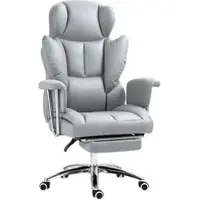 MODFU Ergonomischer Bürostuhl Hellgrau 74x65x128 cm mit 135 Grad Liegefunktion Fußstütze höhenverstellbar drehbar gepolstert bis 120 kg