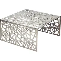 FineBuy Couchtisch 60cm Aluminium Sofatisch Alu Wohnzimmertisch Metall Tisch Quadratisch