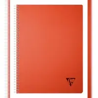 Clairefontaine 5x Linicolor ESSENCE, Spiralbuch A4, 90 Blatt kariert 90g, Doppelspiralbindung, Einband aus gerilltem PP - Krapprot 327123C
