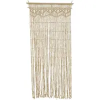 Décoris Weißer Vorhang aus Polyester und Baumwolle mit Bambusstange. Maße: 90 x 200 cm