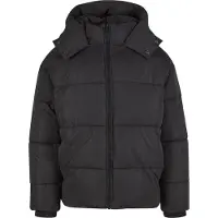 Urban Classics stylische Herren Jacke Reißverschluss Kapuze Schwarz