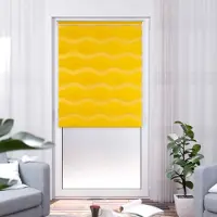 K-Home Doppelrollo "Welle", gelb, B:120cm H:150cm, Polyester, Rollos, Doppelrollo, im Festmaß