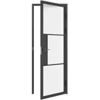 Inova Loft Glastür 830 x 2115 mm, DIN Rechts, satiniertes Glas, Stahlrahmen schwarz, Komplettset inkl. Zarge und Türklinke