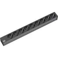 Bachmann 19" Steckdosenleiste 9fach, ohne Schalter, schwarz, Schutzkontakt