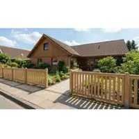 Meingartenversand.de Holz Gartenzaun aus Eiche – Geländerzaun naturbelassen, 180 × 90 cm, gehobelte 20 × 80 mm Latten, gerahmt, für Garten, Vorgarten und Terrasse