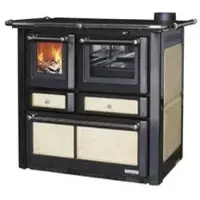 Westminster Festbrennstoffherd K85F beige Backofen rechts mit Stahlplatten-Kochfeld