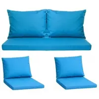 Setgarden Komfort Set Gartenloungekissen aus Technorattan-Möbel Kissen für Sofa 120x50 cm + Sessel 1tlg Blau