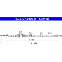 Ate Seilzug, Feststellbremse [Hersteller-Nr. 24.3727-2120.2] für Mitsubishi