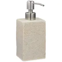 Relaxdays 2x Seifenspender Steinoptik eckig, Sand Creme,Silber