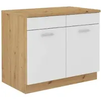 Küchen-Preisbombe Spülenschrank Buffet Küche Mario 100 Küchenzeile Einbauküche Weiss Eiche Artisan