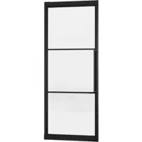 Inova Pivot Glastür 830 x 2115 mm Klarglas Loft 3 Felder Komplettset Beschlag in Schwarz mit Griffstange