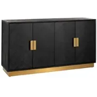 Casa Padrino Luxus Sideboard Schwarz / Gold 160 x 45 x H. 86 cm - Massivholz Schrank mit 4 Türen - Wohnzimmer Möbel - Hotel Möbel - Luxus Kollektion