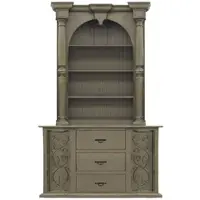 Casa Padrino Luxus Landhausstil Schrank Antik Olivgrün - Handgefertigter Massivholz Regalschrank - Wohnzimmerschrank - Esszimmerschrank - Landhausstil Möbel