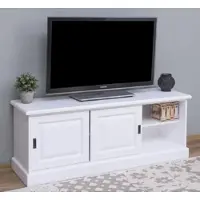 Casa Padrino Landhausstil TV Schrank Weiß 160 x 46 x H. 60 cm - Massivholz Sideboard - Landhausstil Wohnzimmer Möbel