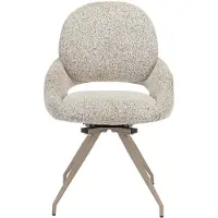 Vente-unique Drehstuhl 2er-Set - Tweed-Stoff & taupefarbenes Metall - Cremefarben - VALIANA