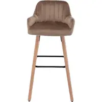 Vente-unique Barhocker - Samt & Buche - Beige - ELEANA