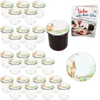 MamboCat 25er Set Sturzglas 350ml Einmachglas Osterfreude Deckel Ostern Hase Rezept-Heft