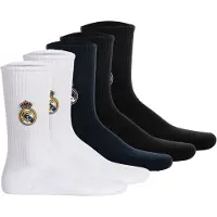 Real Madrid Unisex Socken, 5er Pack - Tennis Embroidery Socks, Emblem-Logo gestickt, Baumwollmischung, einfarbig