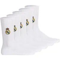 Real Madrid Unisex Socken, 5er Pack - Tennis Embroidery Socks, Emblem-Logo gestickt, Baumwollmischung, einfarbig
