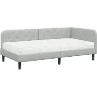 vidaXL Eckbettgestell Hellgrau 90 x 190 cm Samt