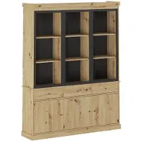 Vente-unique Vitrinenschrank Marsoria Schwarz Naturfarben Hell 172.5 cm