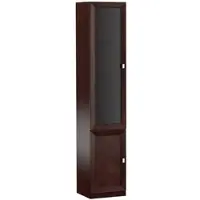 Casa Padrino Luxus Wohnzimmerschrank mit 2 Türen Dunkelbraun / Silber 45,4 x 44,2 x H. 225,6 cm - Wohnzimmermöbel