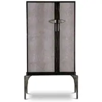 Casa Padrino Designer Barschrank Schwarz / Grau / Silber 90 x 50 x H. 160 cm - Massivholz Schrank mit 2 Türen - Wohnzimmer Möbel - Hotel Möbel - Luxus Kollektion