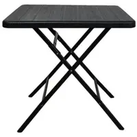 Chefgastro Balkontisch Klappbar 78x78cm Gartentisch Wetterfest 4 Personen Kunststoff Holz Optik Schwarz Campingtisch Outdoor Klapptisch Bistrotisch
