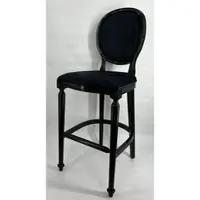 Casa Padrino Barock Barstuhl Schwarz - Handgefertigter Massivholz Barhocker mit edlem Samtstoff - Barock Bar Möbel - Edel & Prunkvoll