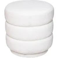 Wellhome - Weißer Plüschpouf ø40xm