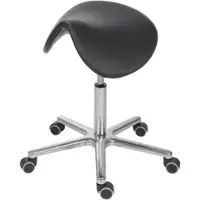 Proregal Sattelhocker Lexington mit Sitzneige | Sitzhöhe 53-72cm, Ø61cm, Tragfähigkeit 110kg | Polyurethane-Sitz, Aluminium-Fußkreuz, Rollen | Schwarz