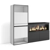 Skraut Home Schuhschrank, Raumsparschrank, 167x35x145 cm, Schlafzimmer, Raum, XXL Elektrokamin, Modern Style, Weiß _ 482_49