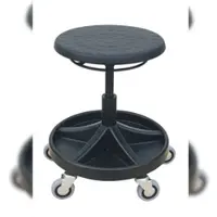 Proregal Drehhocker Atlanta Sitzhöhe 40-53cm Tragfähigkeit 110kg, Polyurethane-Sitz, Kunststof-Fußkreuz, Ablageschale, Rollen, Ringauslösung, Schwarz