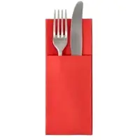 Papstar Bestecktaschen Royal Collection, integrierte Besteckfalz, B 200 x H 82,5 mm, FSC-zertifiziert, Premium-Tissue, rot, 6 x 50 Stück