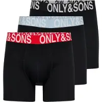 Only & Sons Trunk "ONSFITZ SOLID BLACK TRUNK 3PACK NOOS", Herren, Gr. S, 3 Stk., schwarz (schwarz pack:colorful wasitband), Jersey, Obermaterial: 95% Baumwolle, 5% Elasthan, normal, Unterhosen Trunk