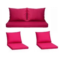 Setgarden Komfort Set Gartenloungekissen aus Technorattan Kissen für Sofa 100x60 cm + Sessel 1tlg Rose