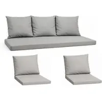 Setgarden Komfort Set Gartenloungekissen aus Technorattan-Möbel Kissen für Sofa 150x50 cm + Sessel 1tlg Grau