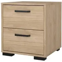 Wellhome - Nachttisch aus Holz mit 2 Schubladen in der Farbe Eiche 41 x 40 x 45 cm - Eria Oak