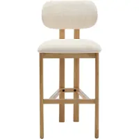 Vente-unique 2er Set Barhocker aus strukturiertem Stoff und Kautschukholz - Creme - YELAZ