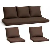 Setgarden Komfort Set Gartenloungekissen aus Technorattan-Möbel Kissen für Sofa 150x60 cm + Sessel 1tlg Braun