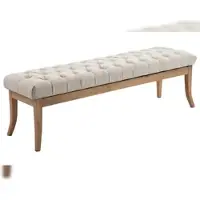 DELUKE Sitzbank CANNES - Stoff Creme 150x38x46 cm Hellbraun | Sitzbank Flur Sitzhocker Esszimmerbank Polsterbank Schlafzimmerbank