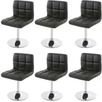 Mendler 6er-Set Esszimmerstuhl Drehstuhl Stuhl Kavala Kunstleder Chrom schwarz
