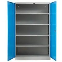 Proregal Stahlschrank BEE mit 4 lackierten Fachböden | HxBxT 195x120x50cm | Lichtgrau-Lichtblau | Werkstattschrank Werkzeugschrank Aktenschrank
