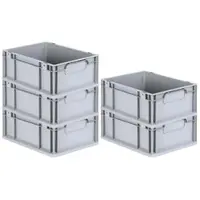 Proregal SparSet 5x Eurobox NextGen Economy, Griffe zu, HxBxT 17x30x40cm, 16 Liter, Eurobehälter, Box, Transportbehälter