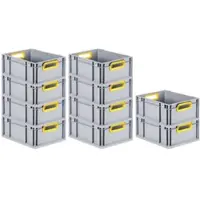 Proregal 10x Eurobox NextGen Color | HxBxT 17x30x40cm | 16 Liter | Griffe gelb offen | Glatter Boden | Eurobehälter