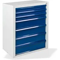 Proregal Schubladenschrank Kobra mit 7 Schubladen HxBxT 90 x 70 x 43,5 cm Lichtgrau Blau