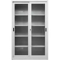Proregal Schiebetürenschrank Mammut| 5 Ordnerhöhen | Glastüren | HxBxT 195x120x45 cm | Grau